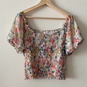 Anthropologie Floral Stretchable Blouse